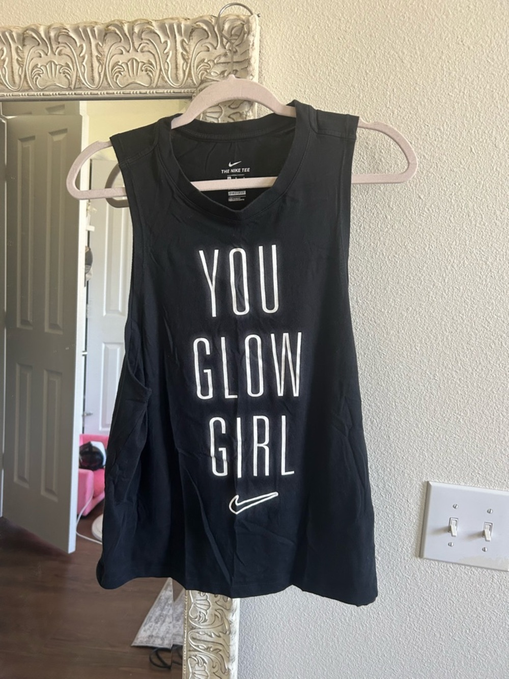 Nike Black Graphic Tee with White Swoosh